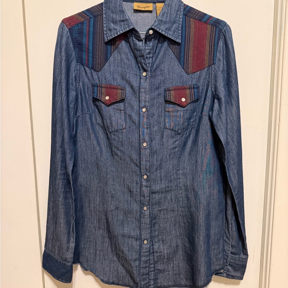 Wrangler Denim Shirt with Tan Label